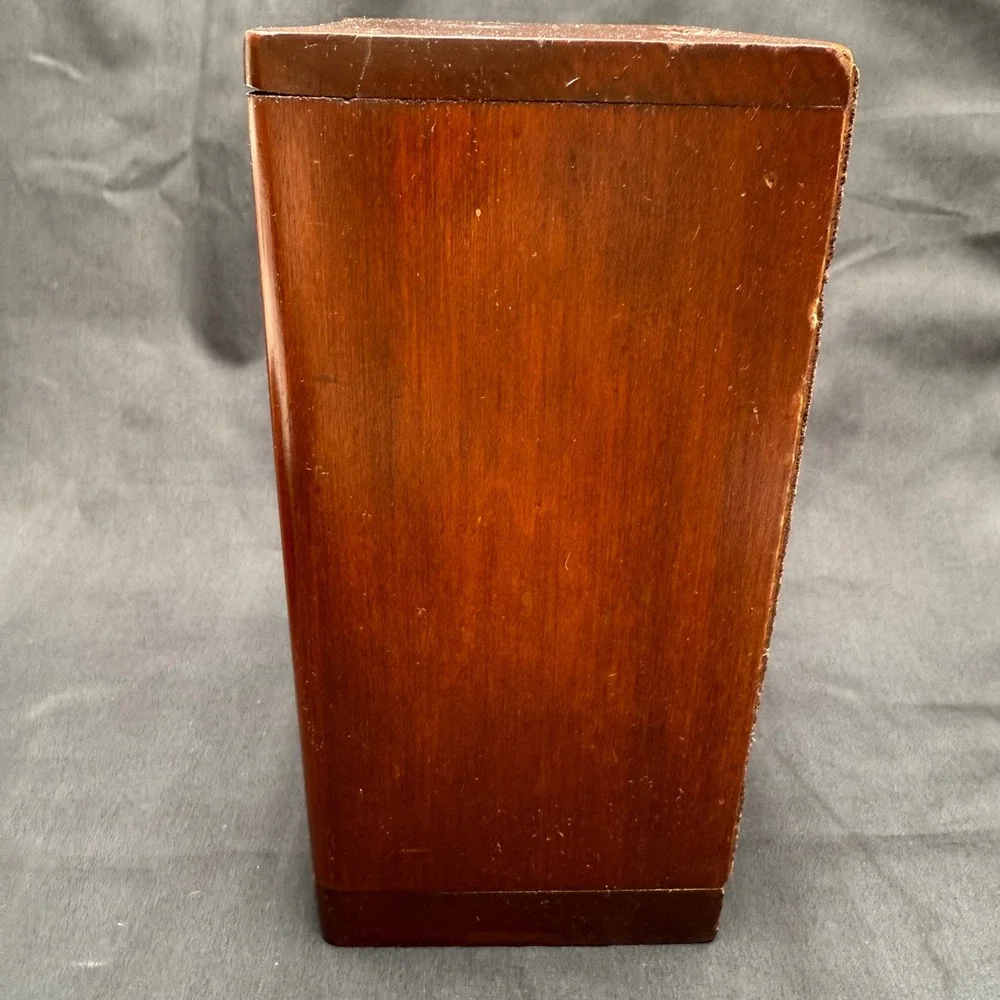 Vintage Wooden Jewelry Box Mini Dresser Chest Art Deco Trinket Cabinet